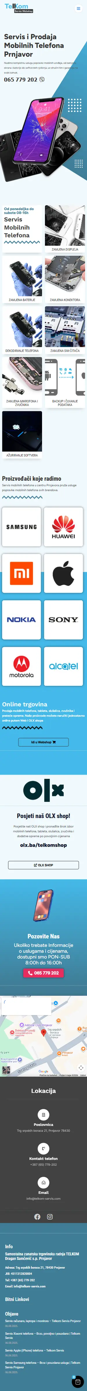 Mobilni prikaz sajta telkom-servis.com